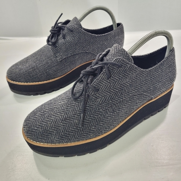Eileen Fisher Shoes - EILEEN FISHER EDDY LACE UP PLATFORM TWEED HERRINGBONE OXFORD LOAFER SHOE 7.5 A11